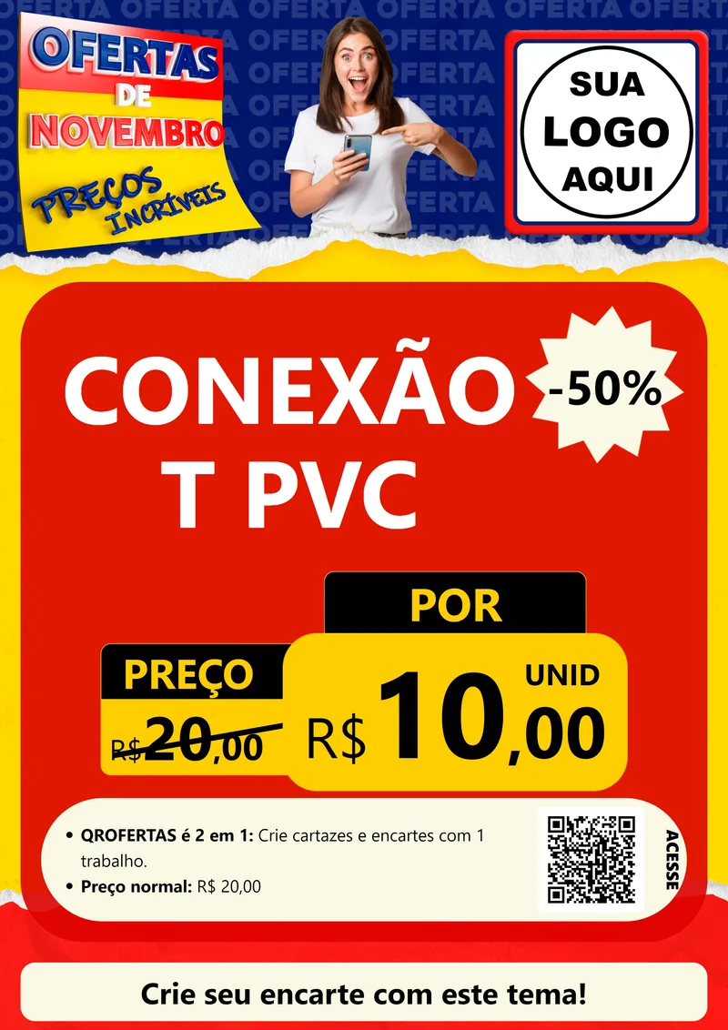 Modelo de Cartaz para Cartaz A4 Vertical com o tema Ofertas de Novembro - Preços Incríveis para Tubos e conexões