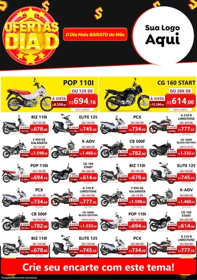 Modelo de Encarte para Encarte A4 Vertical com o tema Dia D para Concessionaria de Motos