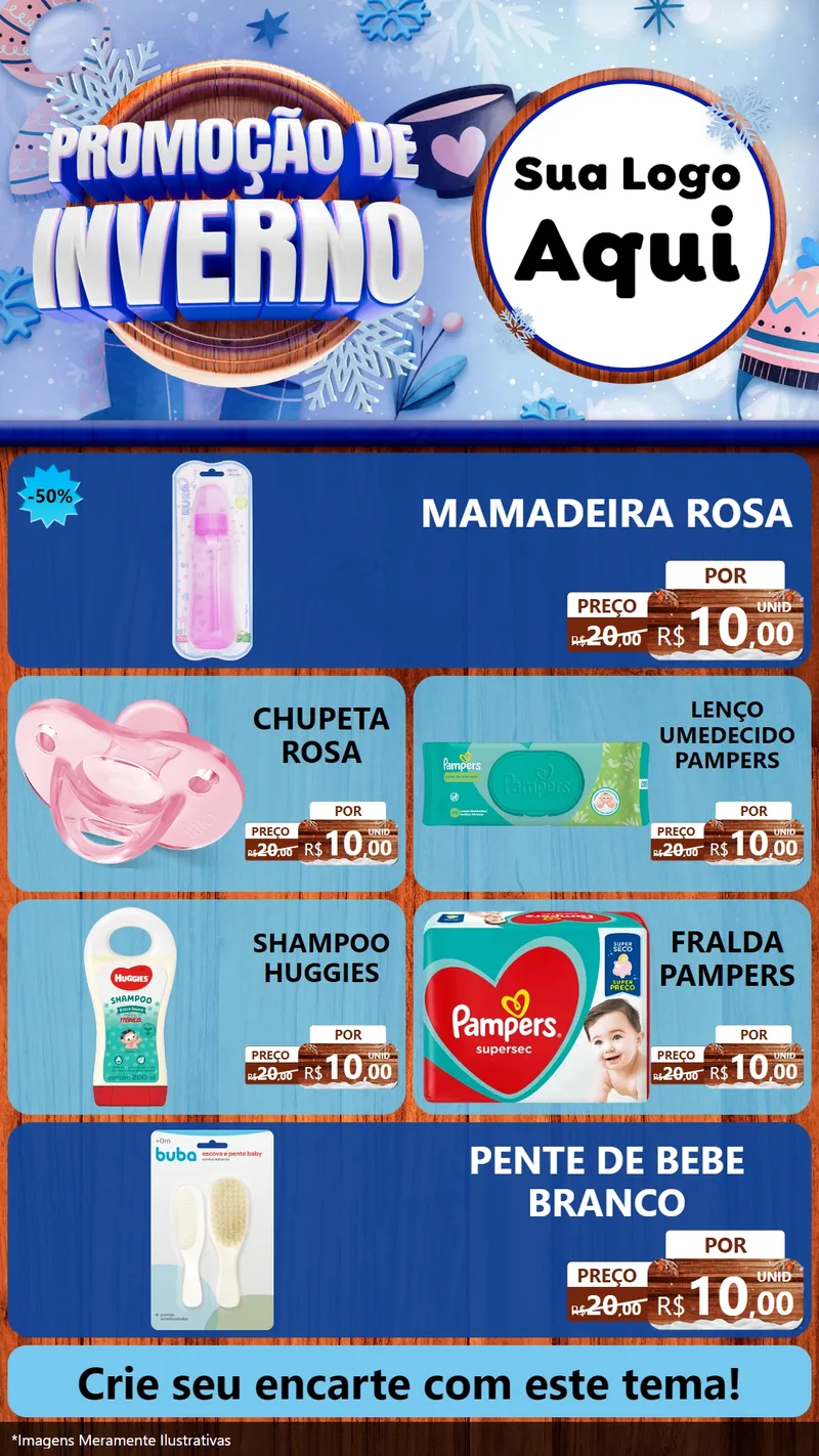 Modelo de TV para TV Vertical com o tema Promoção de Inverno para Bebês