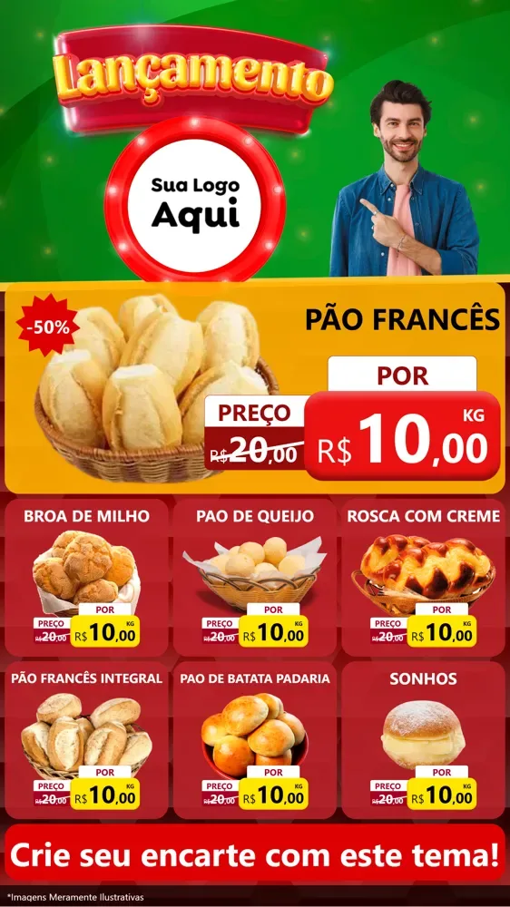 Modelo de Rede Social para Stories com o tema Lançamento para Padaria