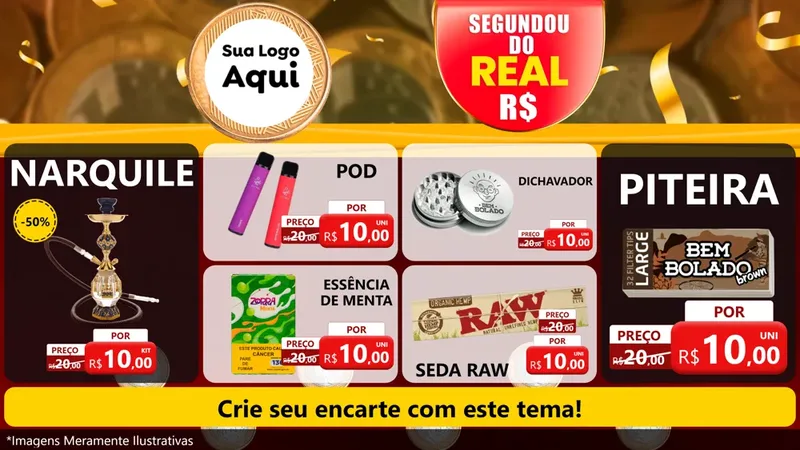 Modelo de TV para TV Horizontal com o tema Segundou do Real para Tabacaria