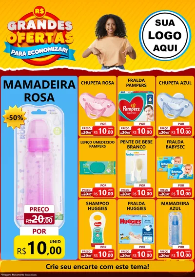 Modelo de Encarte para Encarte A4 Vertical com o tema Grandes Ofertas Para Economizar! para Bebês