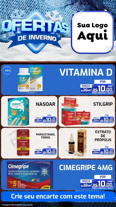 Modelo de TV para TV Vertical com o tema Ofertas de Inverno para Farmácia