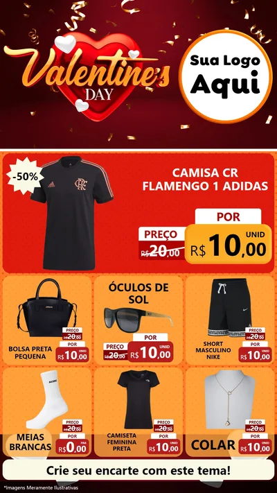 Modelo de Rede Social para Stories com o tema Valentine's Day para Roupas e acessórios