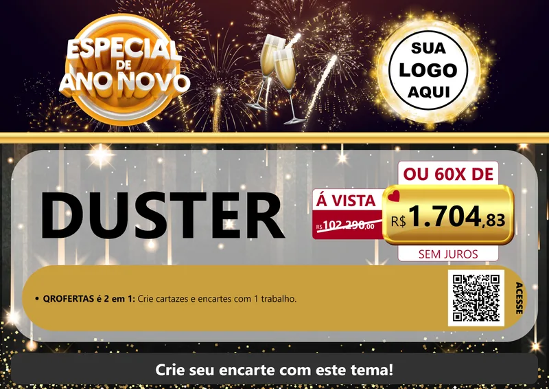 Modelo de Cartaz para Cartaz A4 Horizontal com o tema Especial de Ano Novo para Concessionaria de Carros