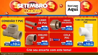 Modelo de TV para TV Horizontal com o tema Operação Setembro Com Muita Economia para Tubos e conexões