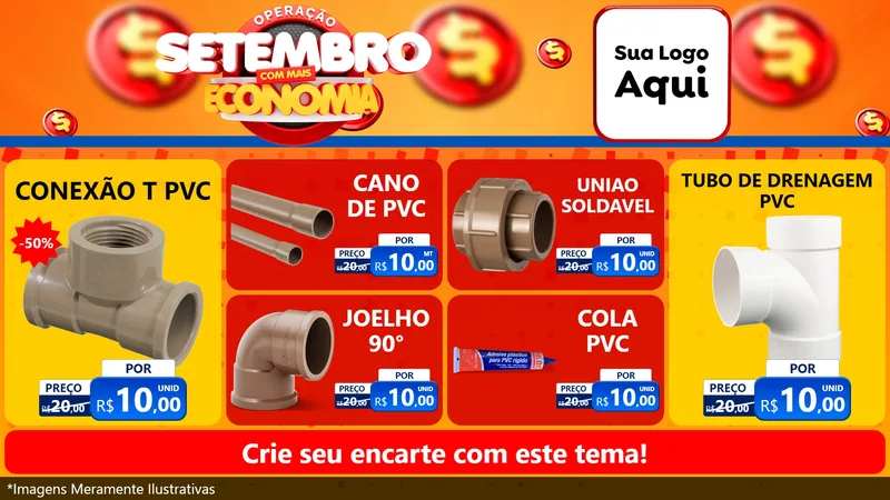 Modelo de TV para TV Horizontal com o tema Operação Setembro Com Muita Economia para Tubos e conexões