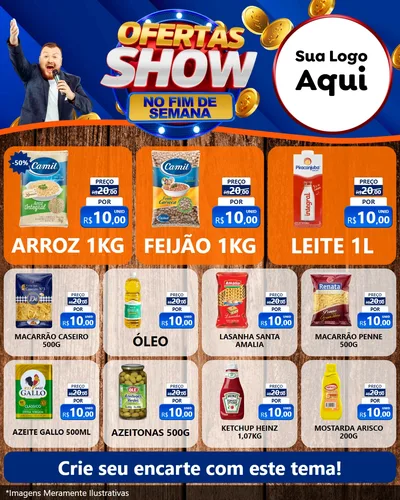 Modelo de Rede Social para Feed Instagram com o tema Ofertas Show No Fim De Semana para Supermercado