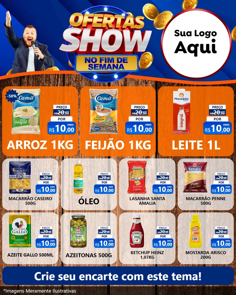 Modelo de Rede Social para Feed Instagram com o tema Ofertas Show No Fim De Semana para Supermercado