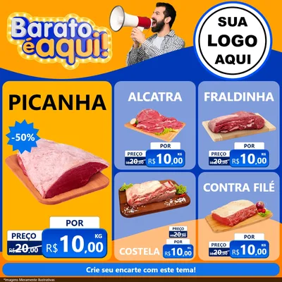 Modelo de Rede Social para Feed Facebook com o tema Barato é aqui para Açougue