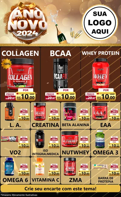 Modelo de Encarte para Encarte Grande com o tema Feliz Ano Novo 2027 para Suplementos alimentares