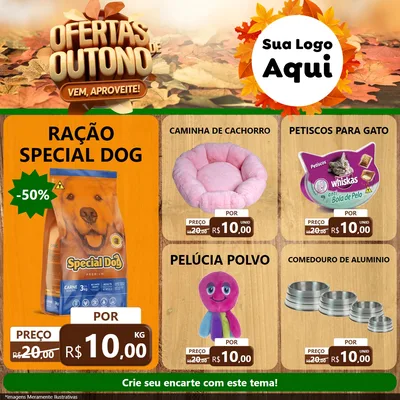 Modelo de Rede Social para Feed Facebook com o tema Ofertas de Outono - Vem, Aproveite! para Pet Shop