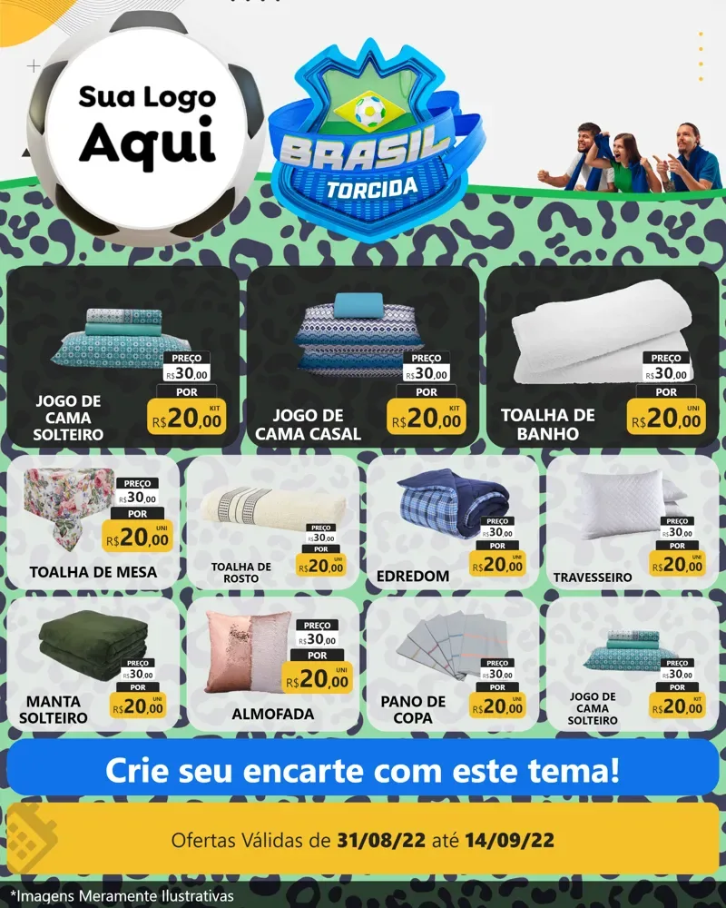 Modelo de Rede Social para Feed Instagram com o tema Brasil Torcida - Copa para Cama, Mesa e Banho