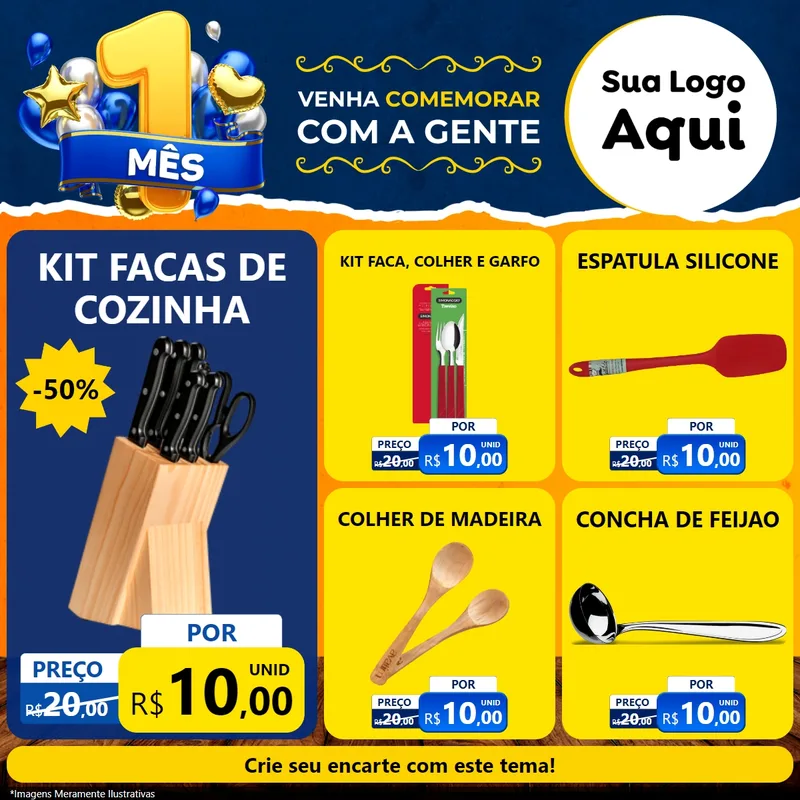 Modelo de Rede Social para Feed Facebook com o tema Um Mês de Aniversário para Utilidades Domésticas