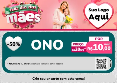 Modelo de Cartaz para Cartaz A4 Horizontal com o tema Feliz Dia das Mães para Óticas