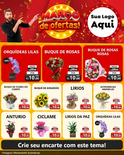Modelo de Rede Social para Feed Instagram com o tema Março de Ofertas! para Floricultura e jardim