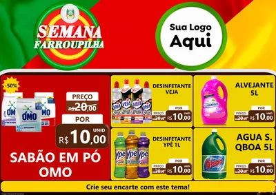 Modelo de Encarte para Encarte A4 Horizontal com o tema Semana Farroupilha para Produtos de Limpeza