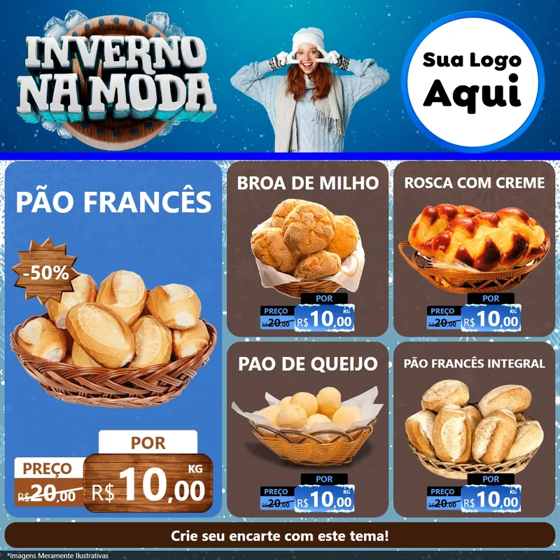 Modelo de Rede Social para Feed Facebook com o tema Inverno na Moda para Padaria