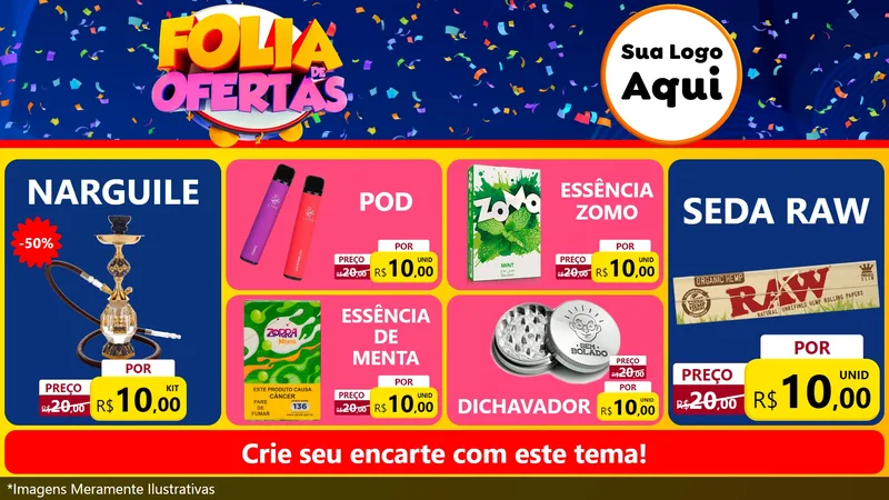Modelo de TV para TV Horizontal com o tema Folia de Ofertas para Tabacaria