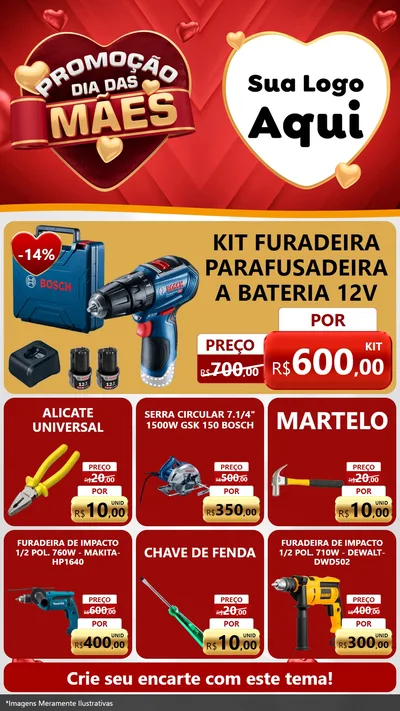 Modelo de Rede Social para Stories com o tema Promoção Dia das Mães para Maquinas e Ferramentas