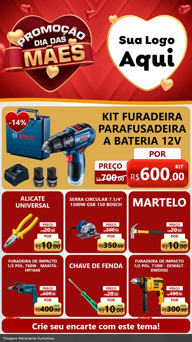 Modelo de Rede Social para Stories com o tema Promoção Dia das Mães para Maquinas e Ferramentas