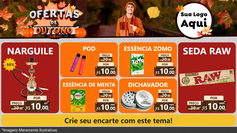Modelo de TV para TV Horizontal com o tema Ofertas de Outono para Tabacaria