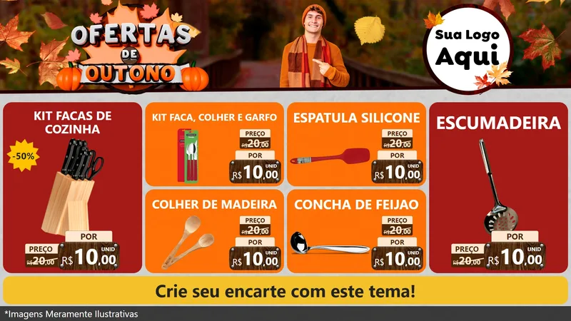 Modelo de TV para TV Horizontal com o tema Ofertas de Outono para Utilidades Domésticas
