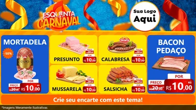 Modelo de TV para TV Horizontal com o tema Esquenta de Carnaval para Frios e Laticínios
