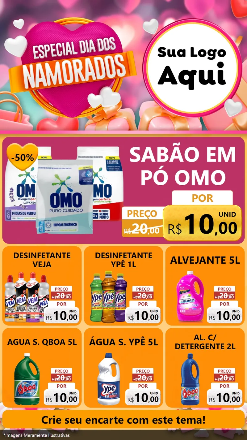 Modelo de Rede Social para Stories com o tema Especial Dia dos Namorados para Produtos de Limpeza