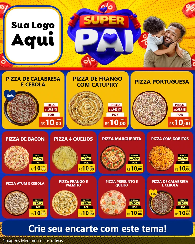 Modelo de Rede Social para Feed Instagram com o tema Super Pai para Pizzaria