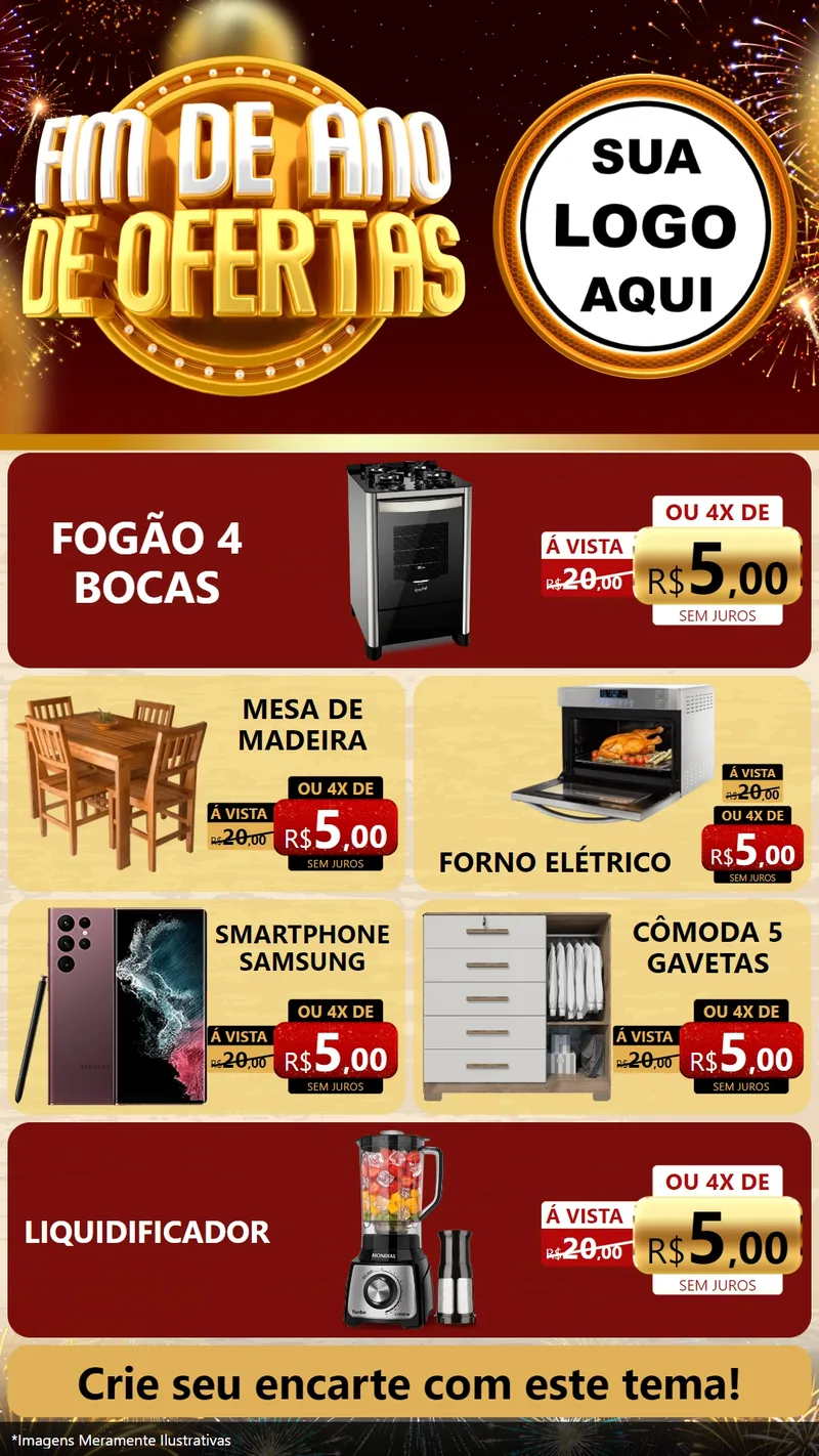 Modelo de TV para TV Vertical com o tema Fim de Ano de Ofertas para Móveis e Eletro