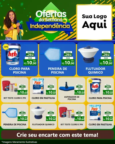 Modelo de Rede Social para Feed Instagram com o tema Ofertas da Semana da Independência para Produtos para Piscina