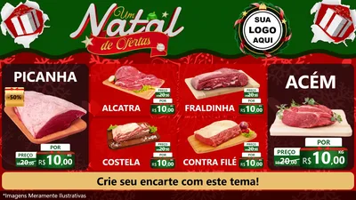 Modelo de TV para TV Horizontal com o tema Um Natal de Ofertas para Açougue
