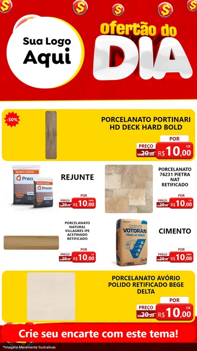 Modelo de TV para TV Vertical com o tema Ofertão do dia para Pisos e revestimentos