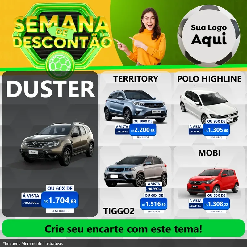 Modelo de Rede Social para Feed Facebook com o tema Semana de Descontão - Copa para Concessionaria de Carros
