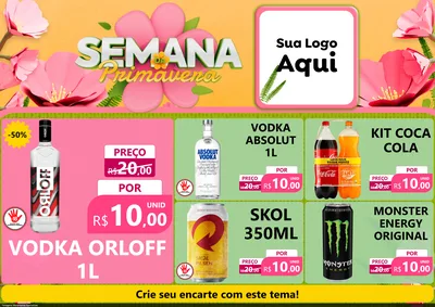 Modelo de Encarte para Encarte A4 Horizontal com o tema Semana da Primavera para Distribuidora de bebidas