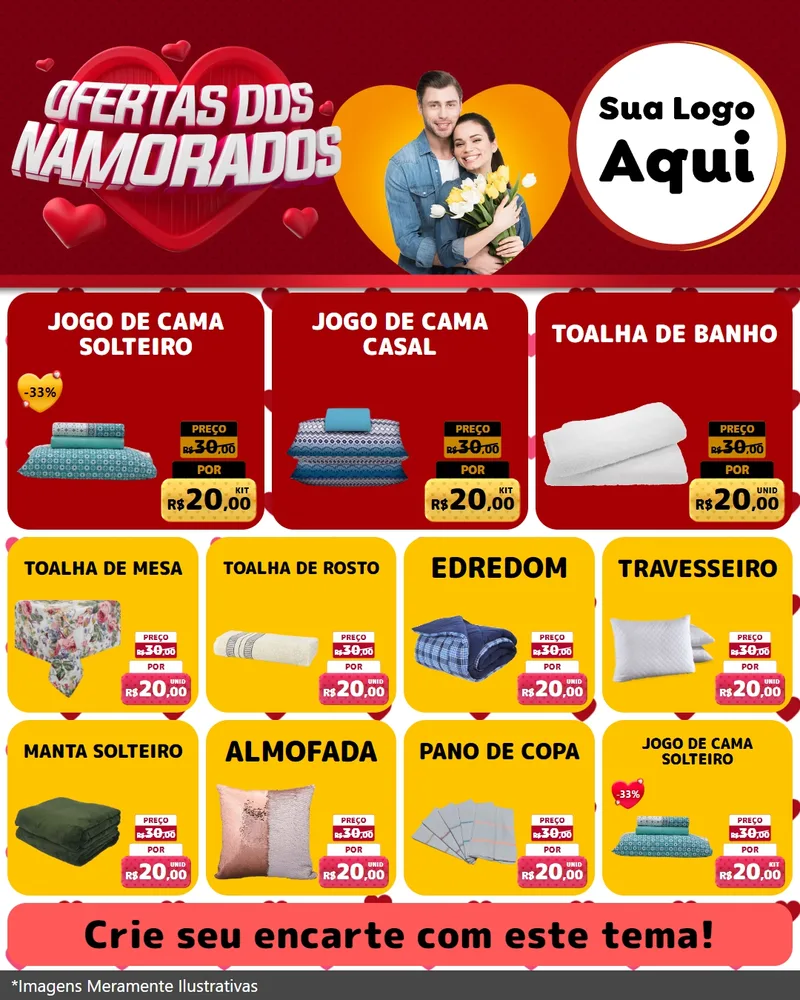 Modelo de Rede Social para Feed Instagram com o tema Ofertas Dos Namorados para Cama, Mesa e Banho