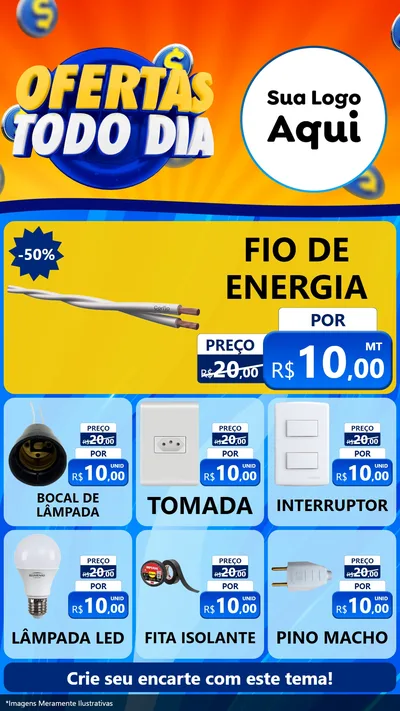 Modelo de Rede Social para Stories com o tema Ofertas Todo Dia para Materiais Elétricos
