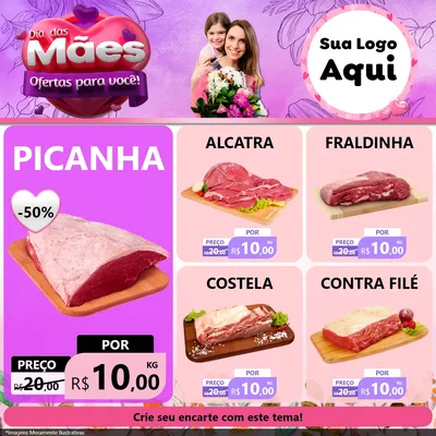 Modelo de Rede Social para Feed Facebook com o tema Dia das Mães Ofertas para Você! para Açougue