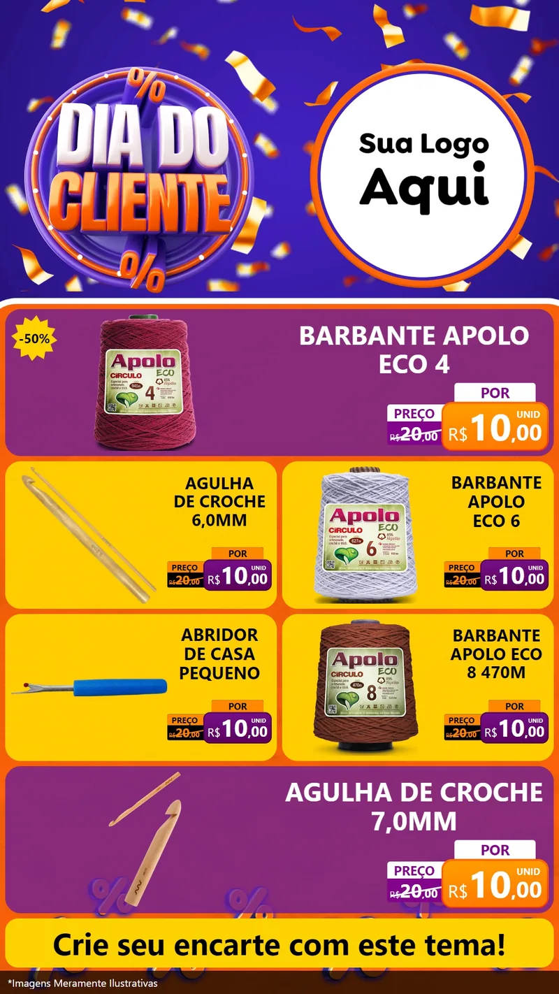 Modelo de TV para TV Vertical com o tema Dia do Cliente para Armarinho e Aviamentos