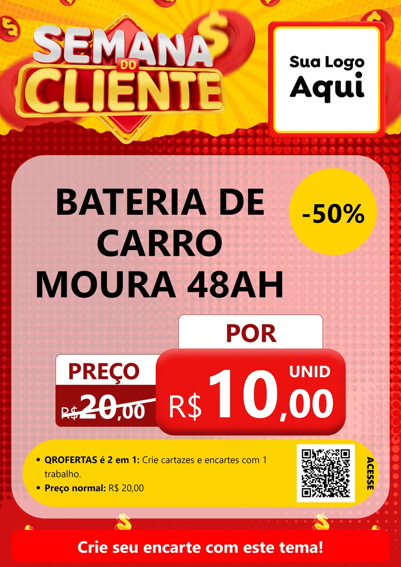 Modelo de Cartaz para Cartaz A4 Vertical com o tema Semana do Cliente para Baterias Elétricas