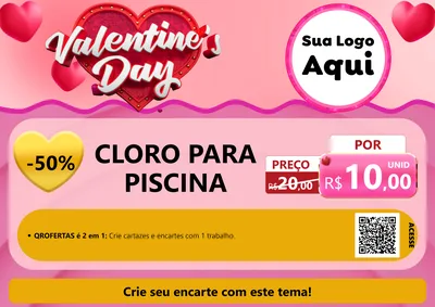 Modelo de Cartaz para Cartaz A4 Horizontal com o tema Valentine's Day para Produtos para Piscina