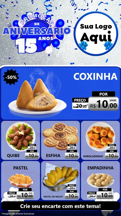 Modelo de Rede Social para Stories com o tema Promoção de Aniversário - 15 Anos para Salgadaria