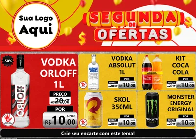 Modelo de Encarte para Encarte A4 Horizontal com o tema Segunda de Ofertas para Distribuidora de bebidas
