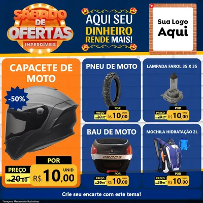 Modelo de Rede Social para Feed Facebook com o tema Sábado de Ofertas Imperdíveis para Moto peças