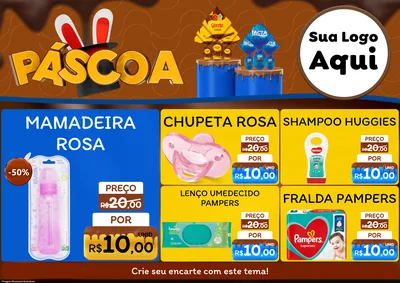 Modelo de Encarte para Encarte A4 Horizontal com o tema Páscoa para Bebês