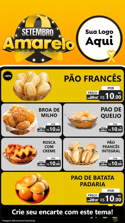 Modelo de TV para TV Vertical com o tema Setembro Amarelo para Padaria