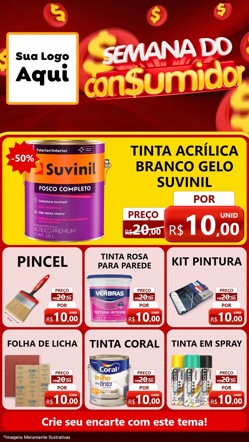 Modelo de Rede Social para Stories com o tema Semana do Consumidor para Tintas e Ferramentas