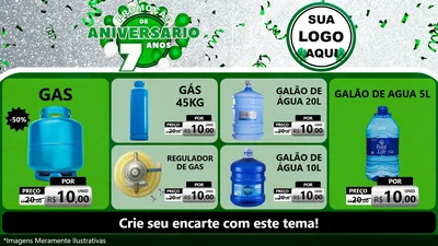 Modelo de TV para TV Horizontal com o tema Promoção de Aniversário - 7 Anos para Água e gás