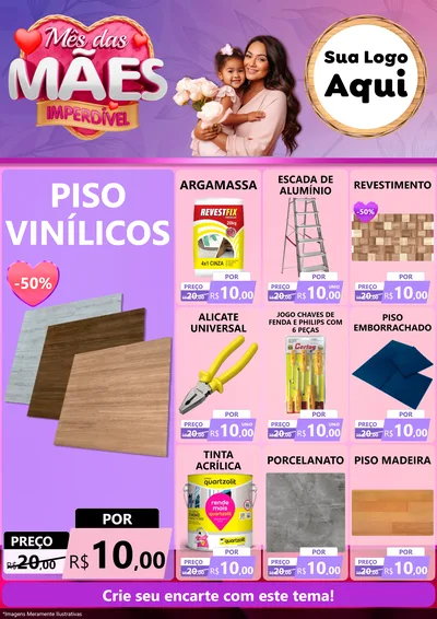Modelo de Encarte para Encarte A4 Vertical com o tema Mês das Mães Imperdível para Material para Construção